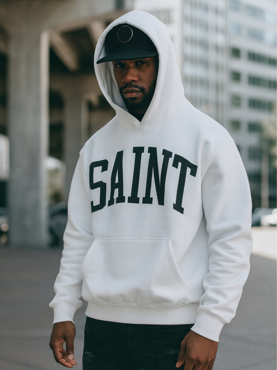 Felpa hoodie drip SAINT bianco