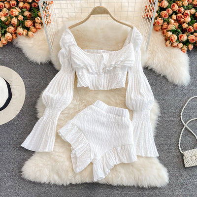 Completo boho donna due pezzi White One Size MUST HAVE