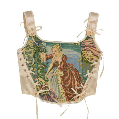 Woven Oil Painting Fishbone Corset Waistband Retro Corset Outerwear eprolo BAD PEOPLE