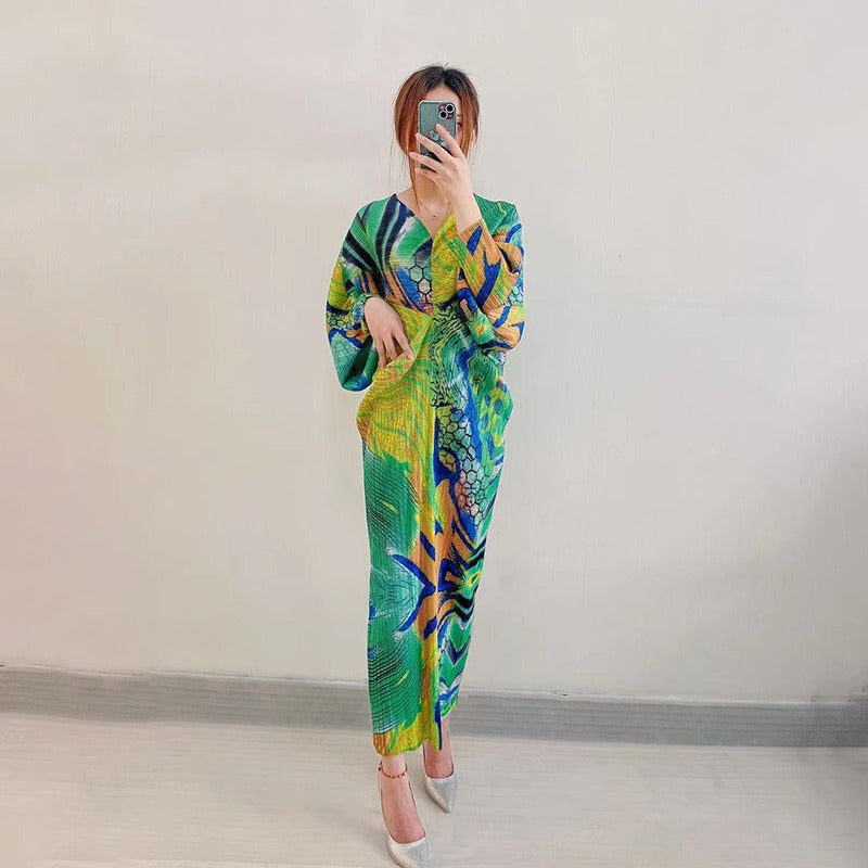 Abito lungo curvy fantasia donna