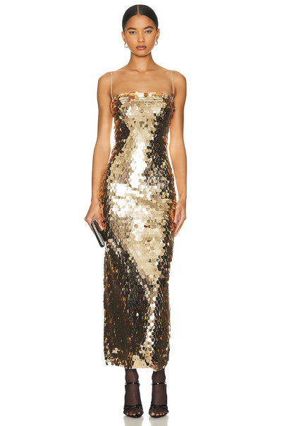 Ailigou  New Summer Women's Sleeveless Off Shoulder Sexy Off Back Sparkling Sequins Tight Midi Dress Evening Dress Vestido eprolo BAD PEOPLE