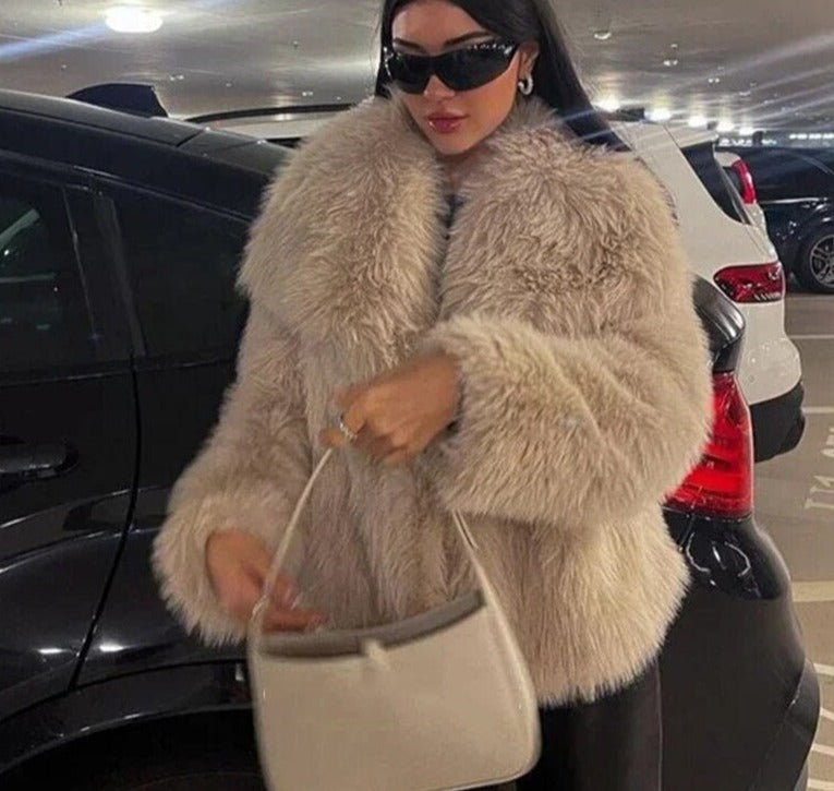 Fake Fox Fur Jacket Coat eco pelliccia donna