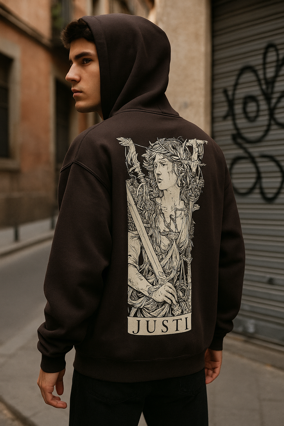 Felpa hoodie drip JUSTICE Marrone