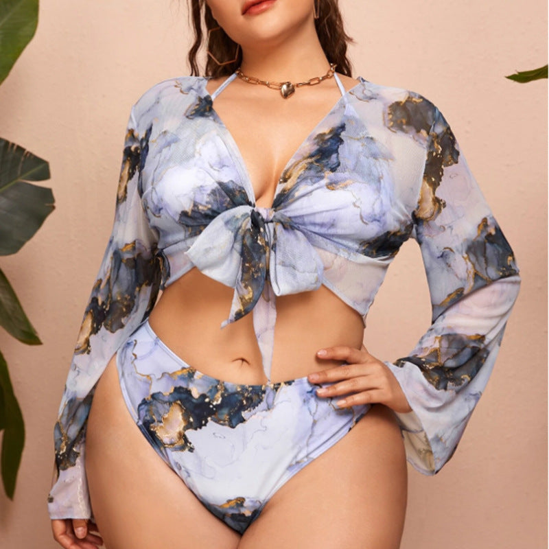 Tie Dye Three Piece complete beachwear for curvy women 