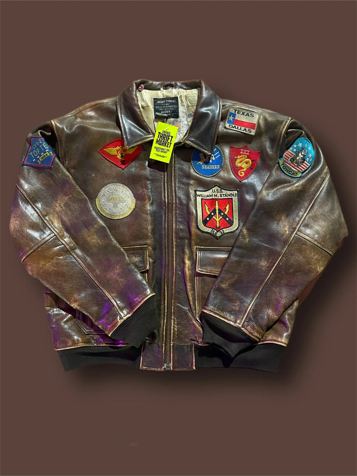 商品画像：Vintage Avirex Type G-1 Jacket U.S Navy Leather Jacket with 4