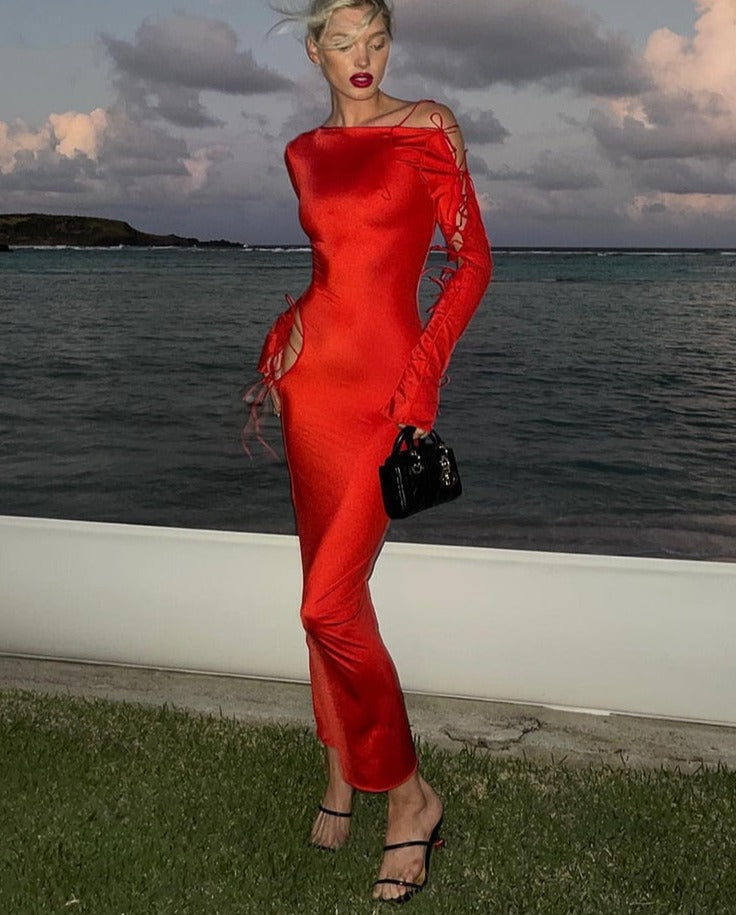 Long Ava lace-up dress