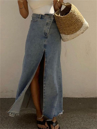Gonna lunga jeans donna con spacco alto MUST HAVE