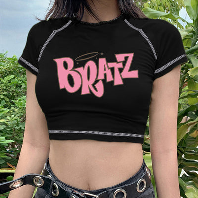 Female T-shirt Y2k Vintage T-shirt Street Goth T-shirt Haraj Black MUST HAVE